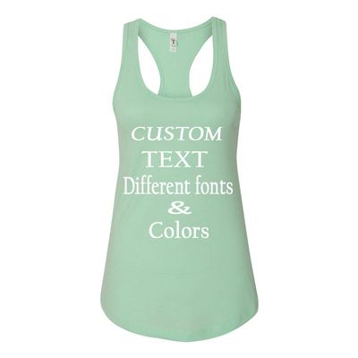 Just Customized Racer Back Tank for Ladies/Women Personalized with Your Own Text, Design Your Own Mint