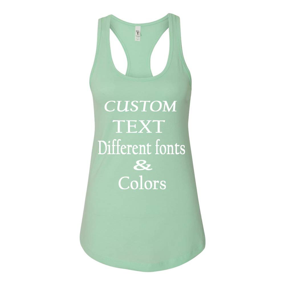 Just Customized Racer Back Tank for Ladies/Women Personalized with Your Own Text, Design Your Own Mint