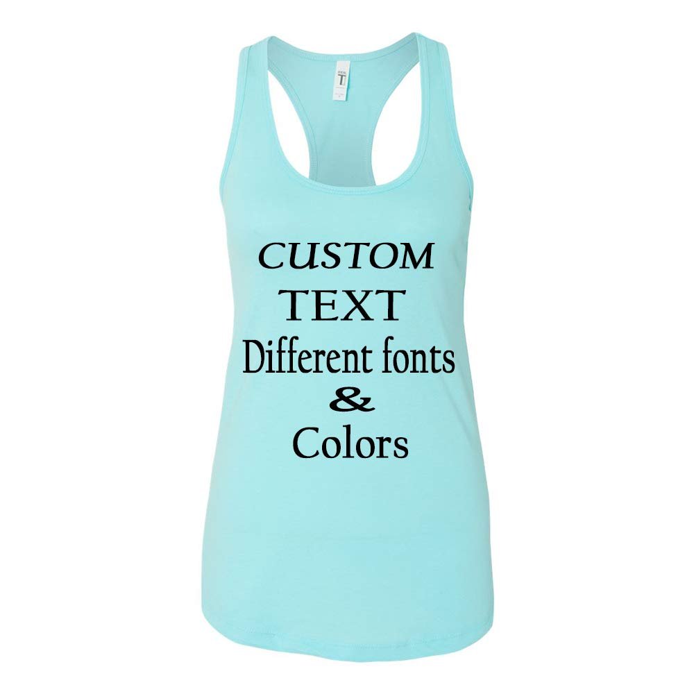 Just Customized Racer Back Tank for Ladies/Women Personalized with Your Own Text, Design Your Own