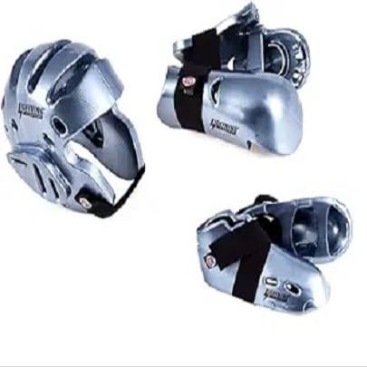 Lightning 8 Piece Deluxe Gear Set w/Shin Guards & Free Mouthpiece (Silver, Child Medium)