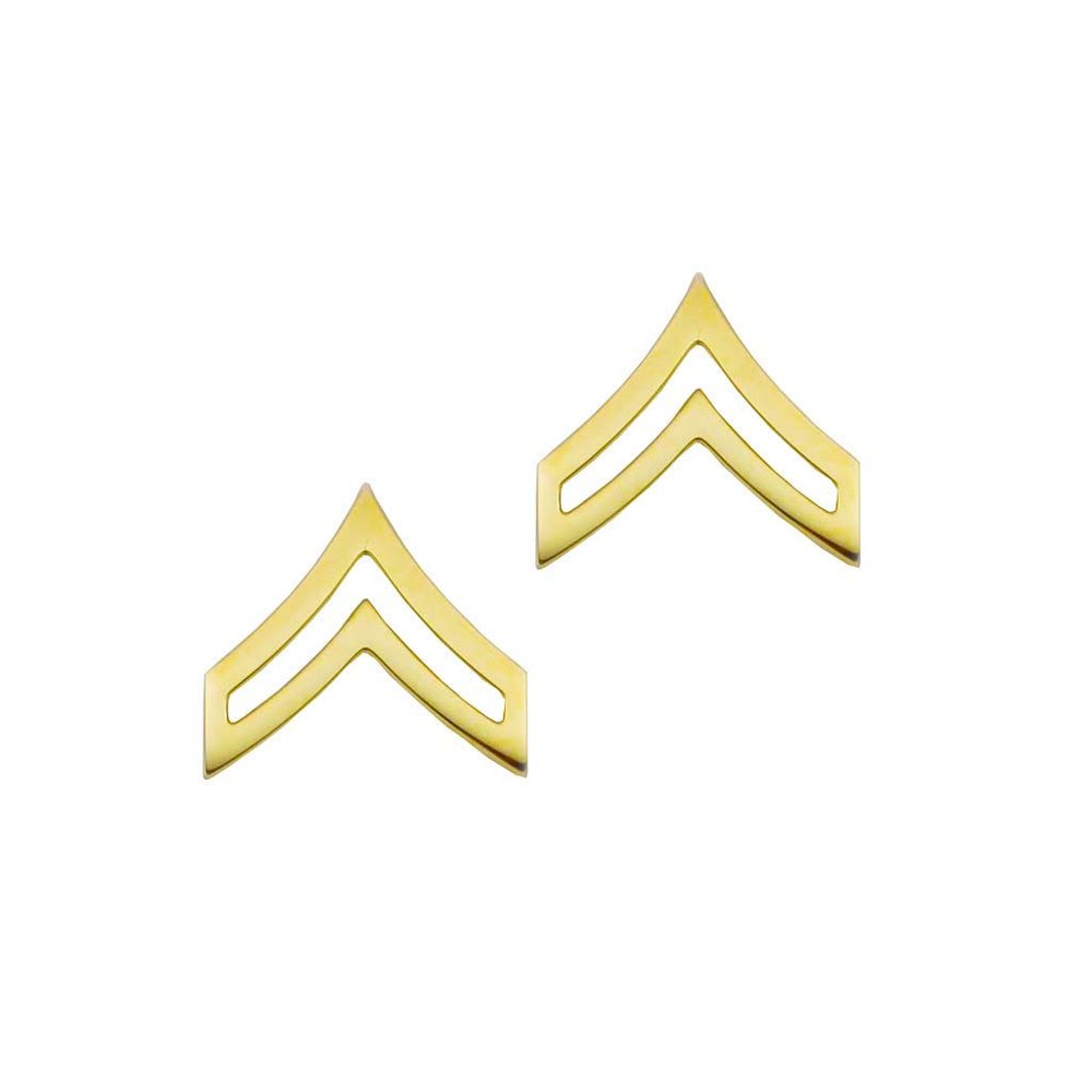 Law Enforcement/Police Corporal Gold Rank Pin Tall 3/4" Pair