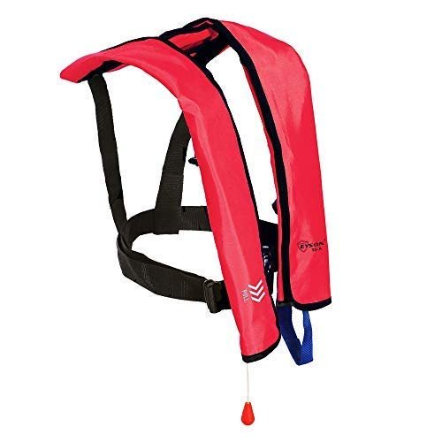 Top Safety Adult Life Jacket with Whistle - Manual Version Inflatable Lifejacket Life Vest Preserver PFD for Boating Fishing Sailing Kayaking Surfing Paddling Swimming - Adjustable Life Saving Vest
