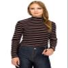 ALWAYS Women's Long Sleeve Mock Turtleneck - Premium Soft Stretch Lightweight Layer Basic Pullover Shirt Striped Top Black Mauve S view 3