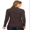 ALWAYS Women's Long Sleeve Mock Turtleneck - Premium Soft Stretch Lightweight Layer Basic Pullover Shirt Striped Top Black Mauve S view 4