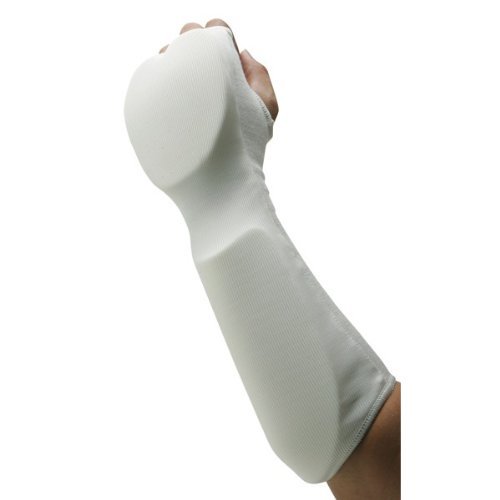 Cloth Combination Hand Fist/Forearm Guards Taekwondo, Martial Arts, MMA Forearm Protective Gear Protector for Sparring (White, Medium)