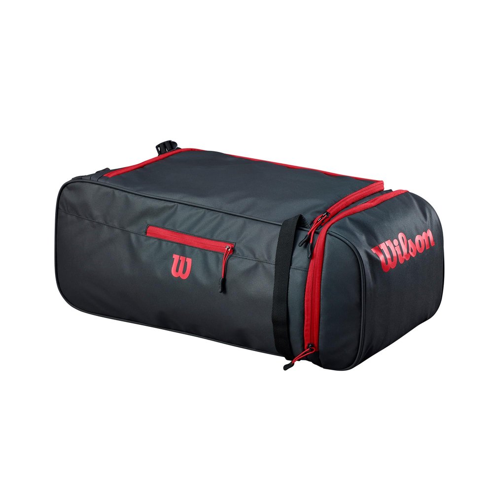Wilson Sport Duffle Bag - Black/Red, Holds Soccer Balls and Volleyballs