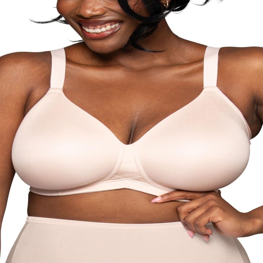 Beauty Back Full Figure Wirefree Extended Side and Back Smoother Bra 71267, Sheer Quartz, 42D