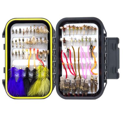 72 Assorted Trout Fly Fishing Flies Kit | Waterproof Fly Fishing Box | Nymphs, Wet, Dry, Streamer, Hopper Flies