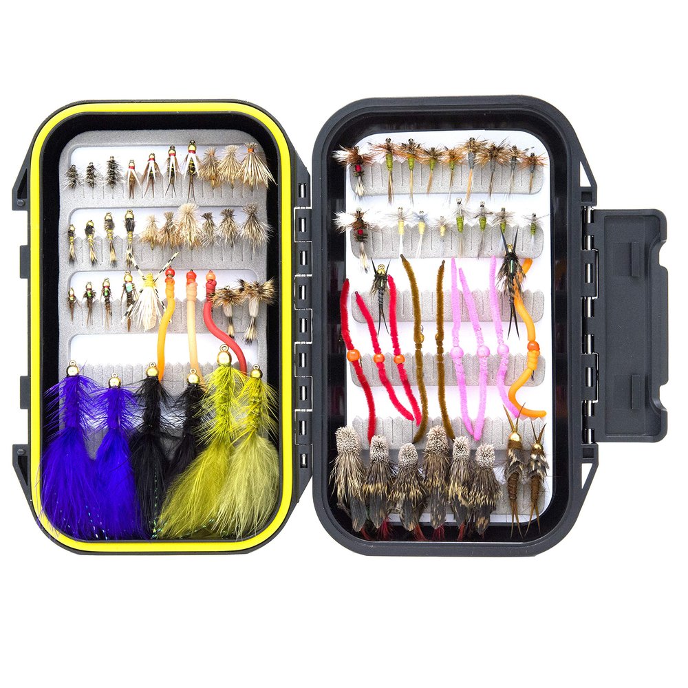 72 Assorted Trout Fly Fishing Flies Kit | Waterproof Fly Fishing Box | Nymphs, Wet, Dry, Streamer, Hopper Flies