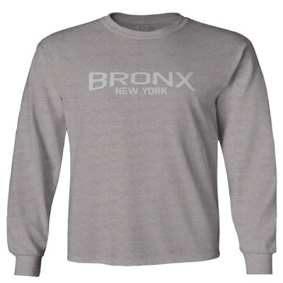 0232. Vintage New York Bronx NYC Street wear Men's Long Sleeve t Shirt (Light Gray Small)