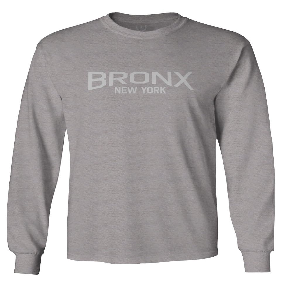 0232. Vintage New York Bronx NYC Street wear Men's Long Sleeve t Shirt (Light Gray Small)