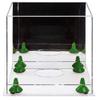 Better Display Cases Basketball Holder Clear Full Size Acrylic Display Case with Green Risers ,Clear Two Tiered Base , Mirror back11 L x 11" W x 11" H (A001-GRR) view 3