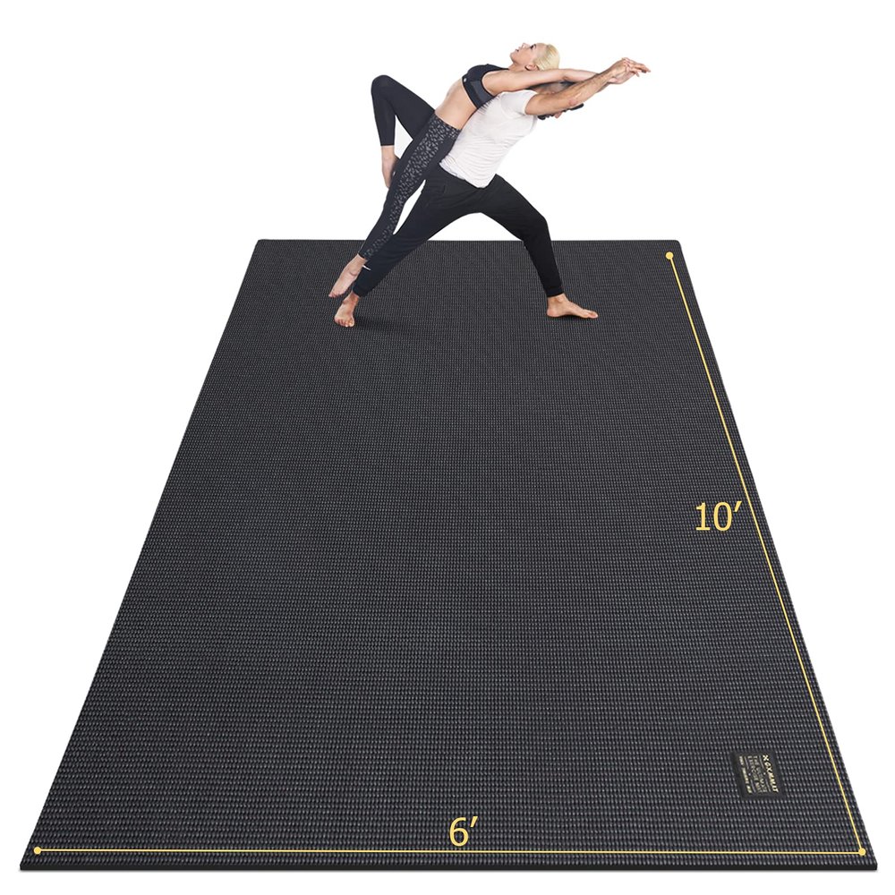 GXMMAT Large Yoga Mat 12'x6'/10'x6'/6'x8'(7mm), Extra Thick Workout Mats for Home Gym Flooring, Ultra Comfortable Non-Slip Quick Resilient Barefoot Wide Exercise Mat for Pilates, Stretching,Meditation
