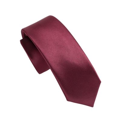 fortunatever Mens Solid Color Tie,Slim Necktie With Multiple Colors(Burgundy Red, 2.36'' Width)