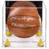 Better Display Cases Basketball Holder Clear Full Size Acrylic Display Case with Yellow Risers ,Clear Two Tiered Base ,Mirror back11 L x 11" W x 11" H (A001-YR) view 3