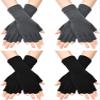 SATINIOR 4 Pairs Winter Fingerless Gloves for Women Half Finger Typing Gloves with Long Wrist Cuff Knit Fingerless Mittens for Women (Black,Dark Grey) view 1