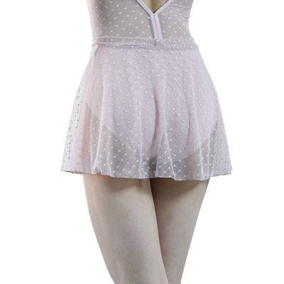 Baiwu Dance 119143003 Girls Dance Mesh Skirt Wrap Ballet Skirt (Medium, Pale Pink)