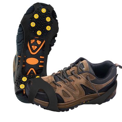 Milaloko Ice Grips, Ice & Snow Grips Cleat Over Shoe/Pro Winter Ice Grips for Shoes and Boots - 10 Traction Cleats for Snow and Ice (L[Women:10-13/Men:8-11])