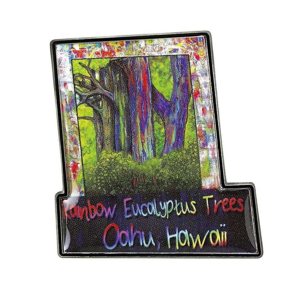 Collectible Novelty Pin for Backpack, Scarf - Made From Jeweler Class Metal - Spartan and the Green Egg Explorer Pin Series: Rainbow Eucalyptus Trees - Oahu, Hawaii (256)