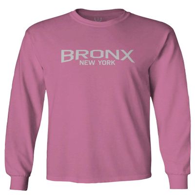 0232. Vintage New York Bronx NYC Street wear Men's Long Sleeve t Shirt (Pink 2X Large)