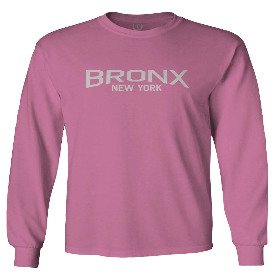 0232. Vintage New York Bronx NYC Street wear Men's Long Sleeve t Shirt (Pink 2X Large)