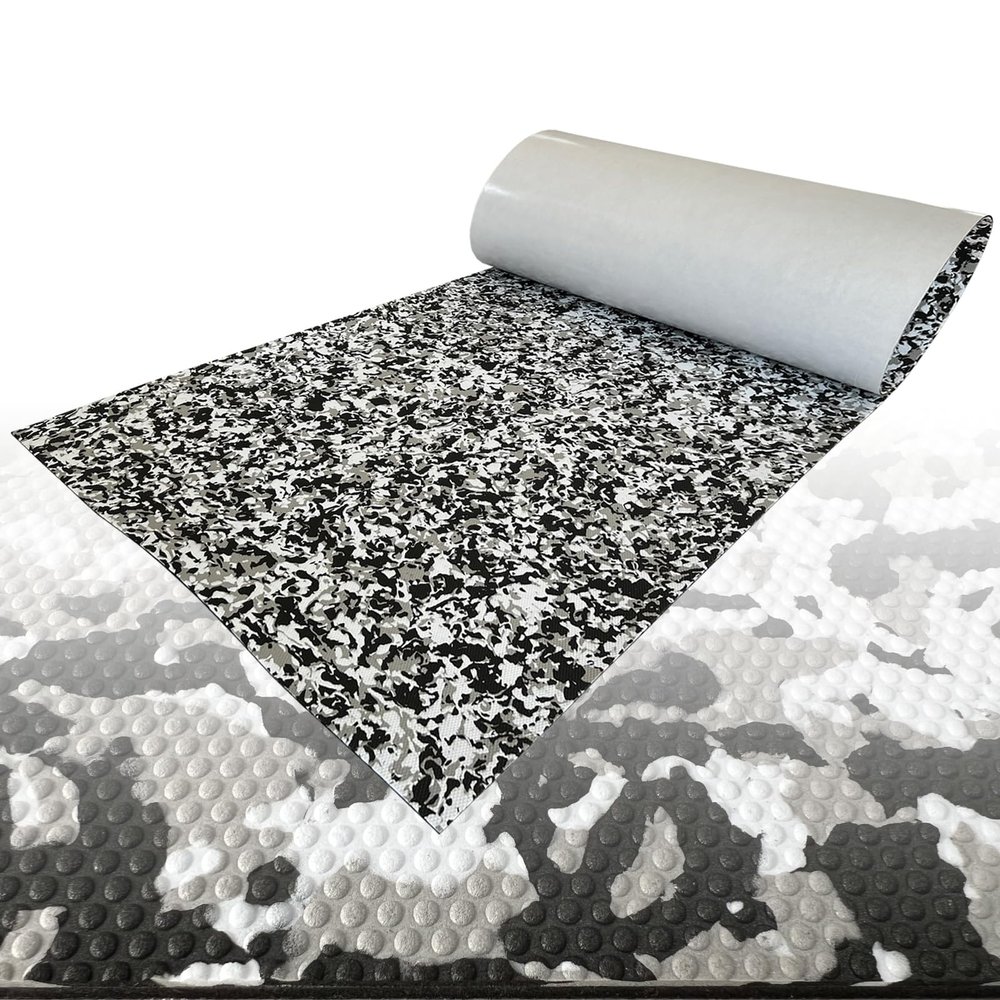CHURERSHINING Boat Flooring EVA Foam Boat Decking Camo Marine Carpet Faux Teak Sea Decking Mat Non-Slip Self Adhesive Flooring Sheet for Motorboat Yacht RV Kayak Surfboard 94x35