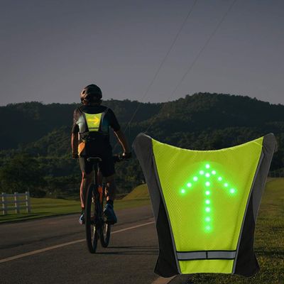 fixinus LED Turn Signal Safety Vest with Direction Indicator, USB Charging & Adjustable Bike Pack Accessory Guiding Light for Night Running Walking Cycling Gear - LED Glowing Reflective Backpack