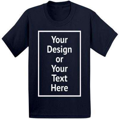 Custom Shirt for Boys Girls Toddler Personalized Your Own Image Photo Text T-Shirt Front/Back Print Navy 4T