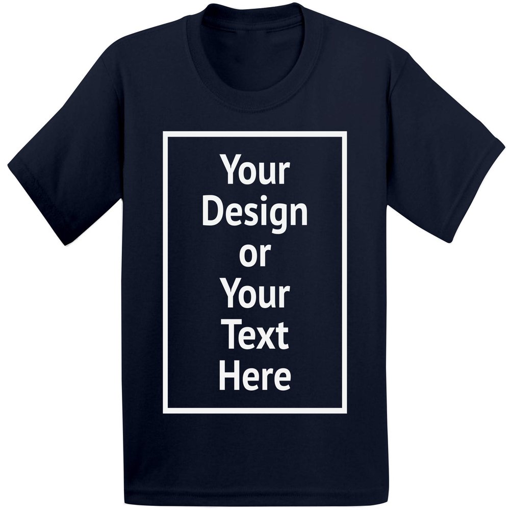 Custom Shirt for Boys Girls Toddler Personalized Your Own Image Photo Text T-Shirt Front/Back Print Navy 4T