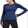 baleaf Women's Thermal Shirts Long Sleeve Workout Tops Running Athletic Zipper Pocket Fleece Lined Cold Weather Gear Winter Thumbholes Navy XXL view 1