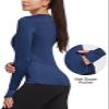 baleaf Women's Thermal Shirts Long Sleeve Workout Tops Running Athletic Zipper Pocket Fleece Lined Cold Weather Gear Winter Thumbholes Navy XXL view 2