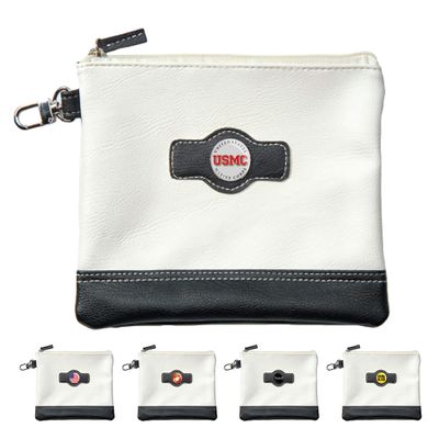 Clip Wipes Marine Golf Valuables Pouch with Zipper (White-USMC)