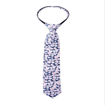 Spring Notion Boys' Cotton Floral Skinny Zipper Tie, Blue/Pink Small