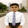 Spring Notion Boys' Cotton Floral Skinny Zipper Tie, Blue/Pink Small view 4