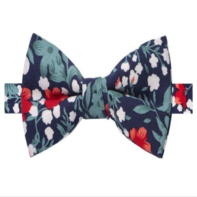 Spring Notion Boys' Cotton Floral Bow Tie, 42-Blue/Red Small
