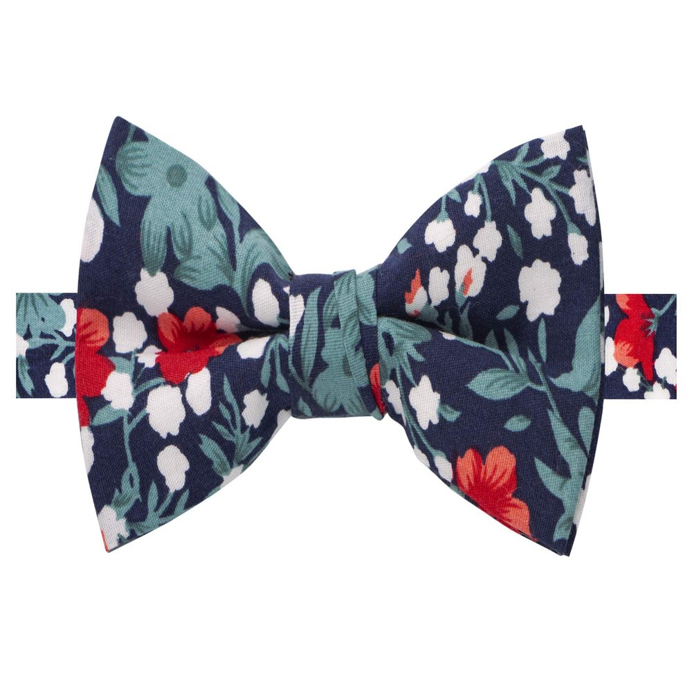 Spring Notion Boys' Cotton Floral Bow Tie, 42-Blue/Red Small