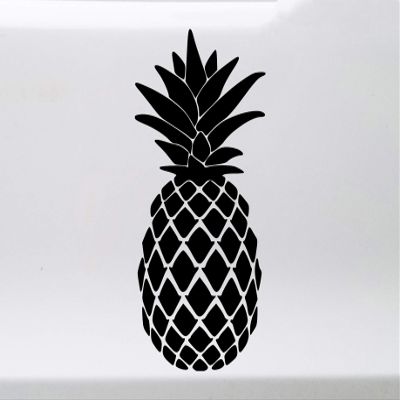 Minglewood Trading White - Pineapple Vinyl Decal - Ananas Trees Tropical Fruit - Die Cut Sticker - 12w x 6h inches