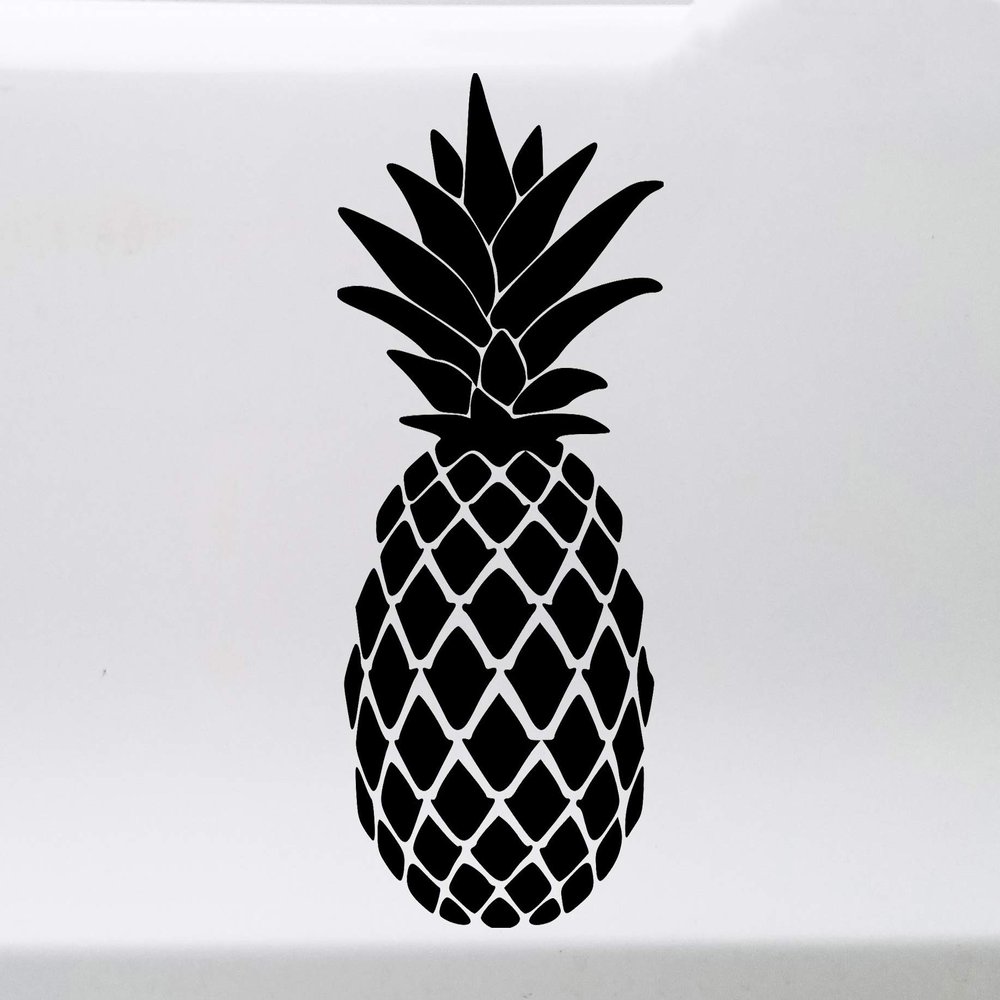 Minglewood Trading White - Pineapple Vinyl Decal - Ananas Trees Tropical Fruit - Die Cut Sticker - 12w x 6h inches