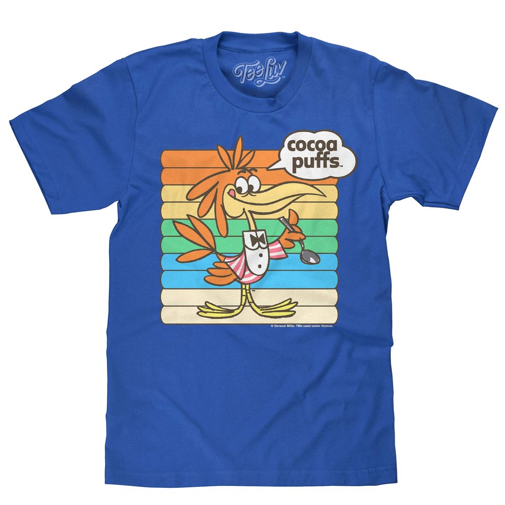 Tee Luv Men's Cocoa Puffs T-Shirt - Retro Sonny Cuckoo Bird Cereal Shirt, Royal, S