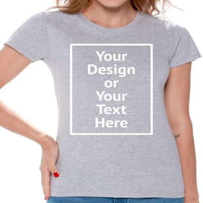 Awkward Styles Personalized Shirt Women DIY Your Own Photo Image or Text Custom T-Shirt Front/Back Print Grey S