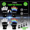 The Noodley 2 Pair Kids LED Light Up Gloves Gifts for Children Boys and Girls Glow Christmas Stuffer Boy Toys view 2