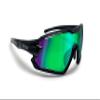 Bertoni Sport Sunglasses Cycling MTB Running Ski Golf Removable Sport Prescription Carrier Included mod. QUASAR (Black/Green Mirror) view 1