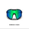 Bertoni Sport Sunglasses Cycling MTB Running Ski Golf Removable Sport Prescription Carrier Included mod. QUASAR (Black/Green Mirror) view 2