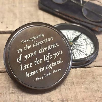 Engraved Nautical Compass, Personalized Compass, Mens Gift, Groomsmen Gift, Wedding Gift, Hiking Gift, Corporate Gift, Engraved Gift (Black Finish)