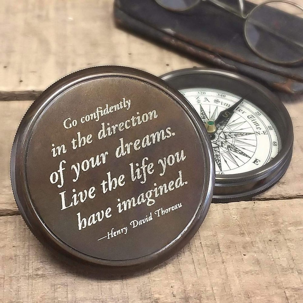 Engraved Nautical Compass, Personalized Compass, Mens Gift, Groomsmen Gift, Wedding Gift, Hiking Gift, Corporate Gift, Engraved Gift (Black Finish)