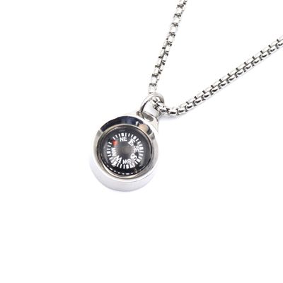 Engraved Compass Necklace, Navigation Compass Necklace for Women Men Best Friends, Fashion Festival Gift Wrap, Silver