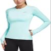 baleaf Women's Thermal Tops Long Sleeve Fleece Lined Running Workout Shirts Athletic Cold Weather Gear Winter Compression Zipper Pocket Aqua XXL view 1