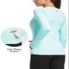 baleaf Women's Thermal Tops Long Sleeve Fleece Lined Running Workout Shirts Athletic Cold Weather Gear Winter Compression Zipper Pocket Aqua XXL view 2