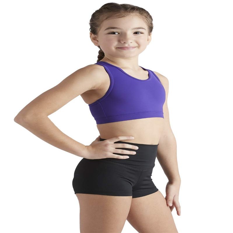 Liakada Girls Stylish & Supportive Basic Sports Bra with Integrated Bra Shelf Liner Dance, Gym, Yoga, Cheer! (Youth X-Large, Purple)