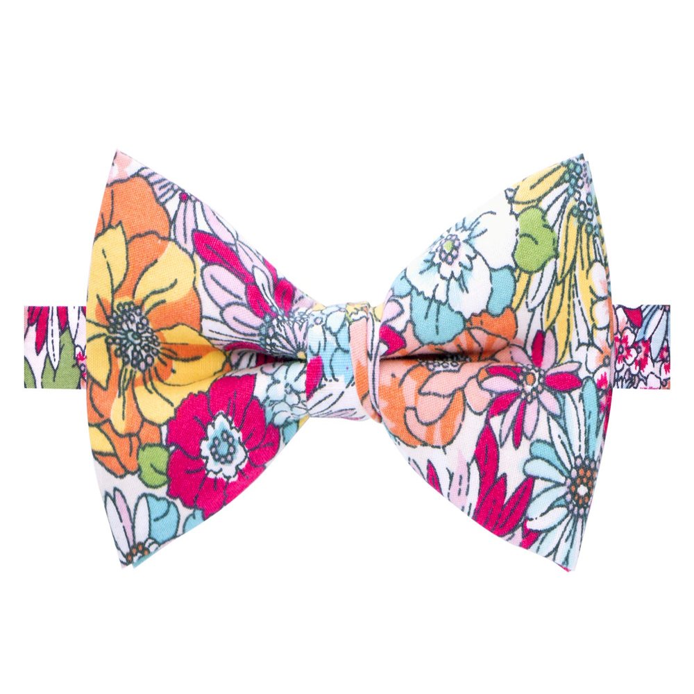 Spring Notion Men's Cotton Floral Print Bow Tie, 30-Blue/Red